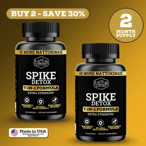2 Bottles of Spike Detox 7-in-1 Formula | Includes 8X More Nattokinase, NAC, Zinc, Bromelain, Nattokinase, Turmeric, Quercetin, Black Pepper. Helps support removal of spike protein from the body.
