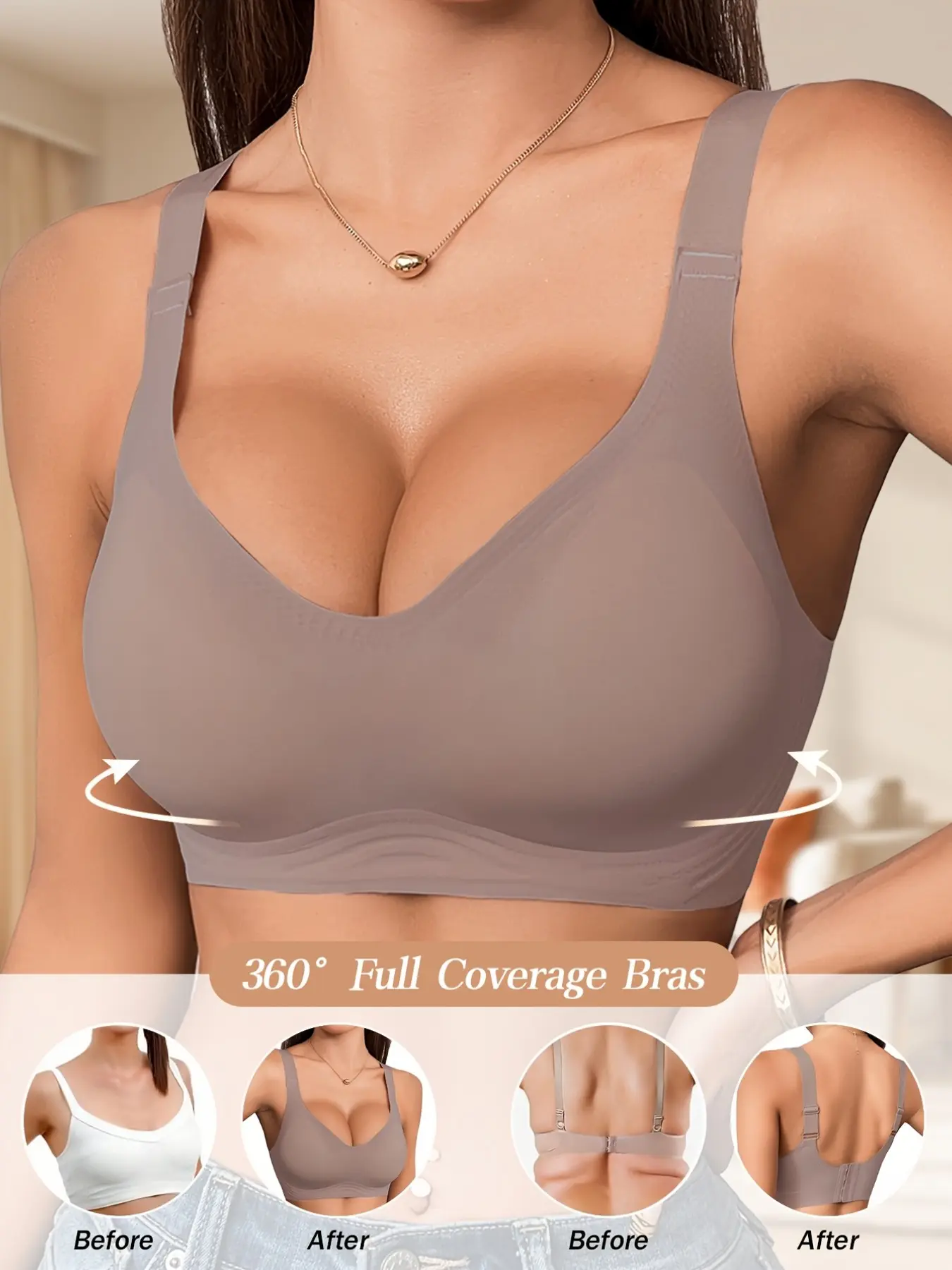 Women's Full-Coverage Wireless Tank Bra, Removable Pads, No Steel Cup Design, Comfortable Daily Basic, Soft Fit, Elegant, All Seasons, Bralette
