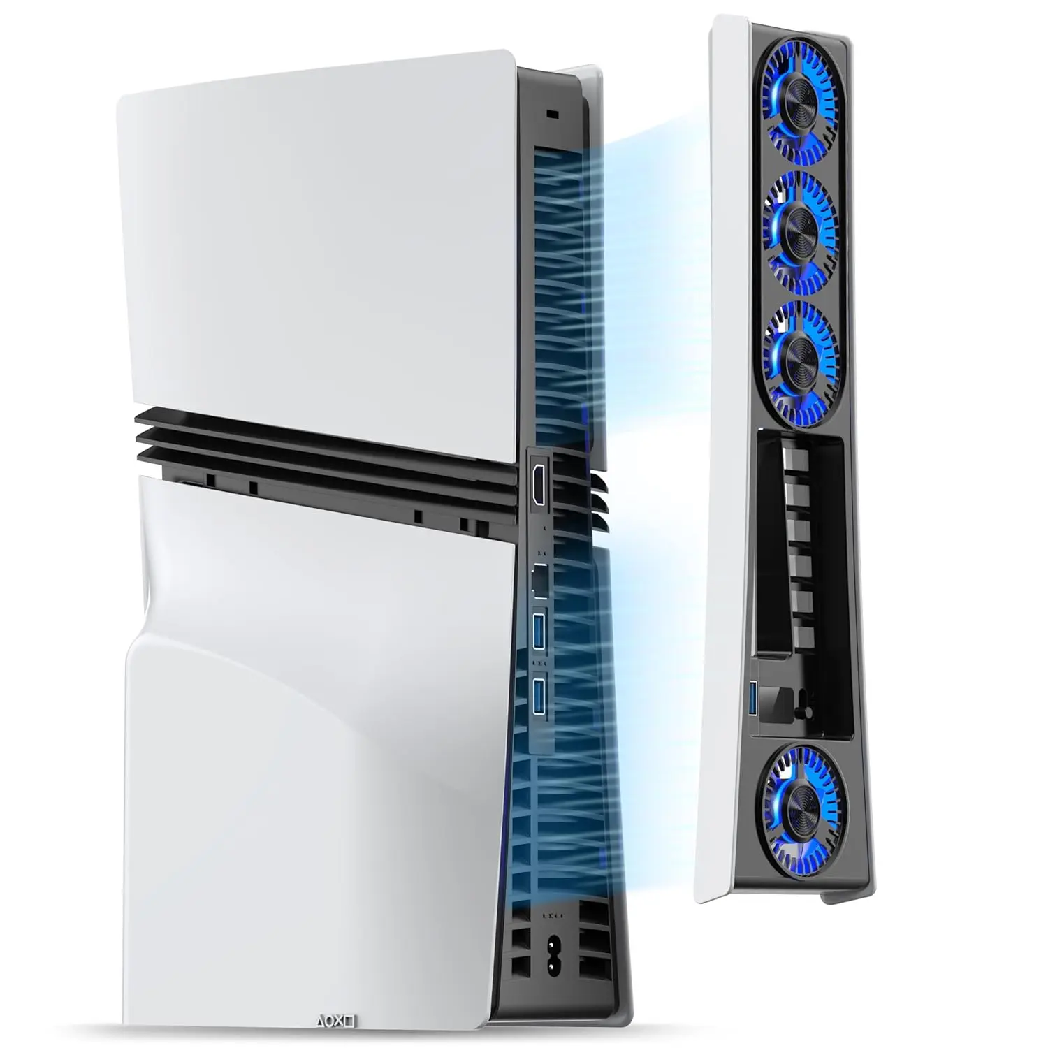 Cooling Fan for PS5 Pro, Quiet Enhanced 4 Cooler Fan with Adjustable Speed, Auto Power On/Off, Cooling Accessories with USB 3.0 Port and LED Light for  5 Pro