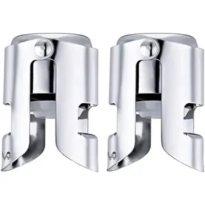 Champagne Bottle Stoppers Stainless Steel,  Champagne Cork & Saver Stopper, Leak Proof Prosecco & Sparkling  Plug, Bubble Retention Protection(, 2 Pack)
