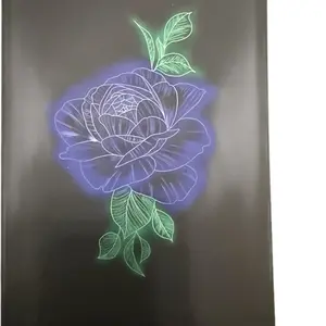 Neon Rose Journal with Glowing Blue and Green Leaves for Creative Writing and Art