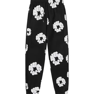 Jogger Black And White Flower Pants Black Sweatpants With Flowers
