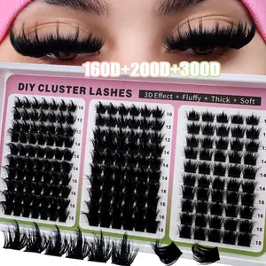 300D/200D/160D/100D Spikes Lash Cluster Eyelash Extensions 180pcs/260pcs Thick Spiky Individuals Lashes 10-18mm Mega Wispy, Fluffy Eyelash Extension Fluff DIY D Curly Lash Extension Spiky Cluster Eyelash Extensions Individuals Fairy Cluster Lashes