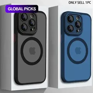 Matte Magnetic Wireless Charging Phone Case Compatible with iPhone 11, 12, 13, 14, 15, 16, 17, 17 Air, 17 Pro, Max, Plus with Shock - absorbing Lens Protector