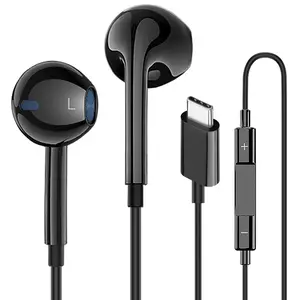Type C Wired Earbuds with Mic & Remote Control Noise Cancelling for iPhone 17/16/15 Pro Max iPad Pro USB C Headphones Earphones for Pixel 8 7 6A 5 Galaxy S24 S23 S22 S21 S20