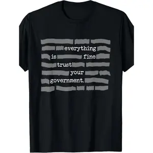 NEW LIMITED Everything Is Fine Trust Your Government Conspiracy Theory T-Shirt - Retro Unisex Tee with 220gsm Pure Cotton, Sarcastic Government Propaganda Design, Casual Round Neck Top for Men & Women