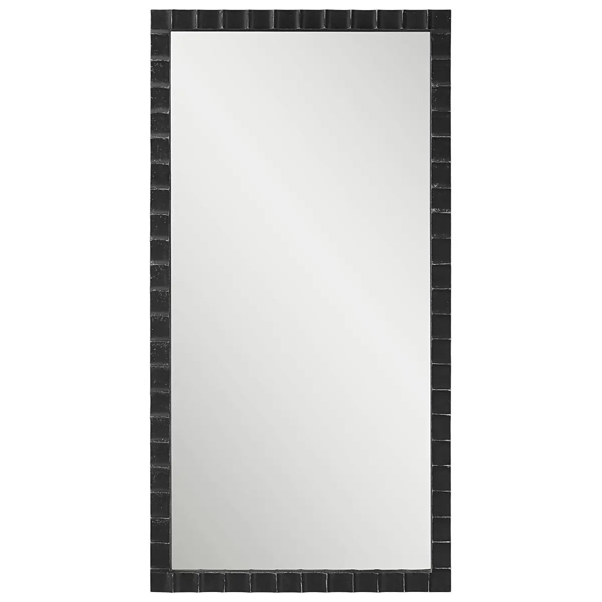 Dandridge Black Industrial Iron Rectangle Wall Hanging Mirror, Home Decor Room Accent Piece, Room Decor