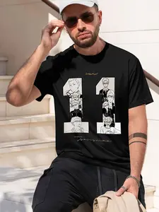 tsukishima kei 2026 new model Black/White Tee Stylish & Comfortable Loose Crew Neck Short Sleeve T-shirts Versatile On Trend Eye Catching Printed Graphic Casual Tee for Daily Wear Outings & Leisur