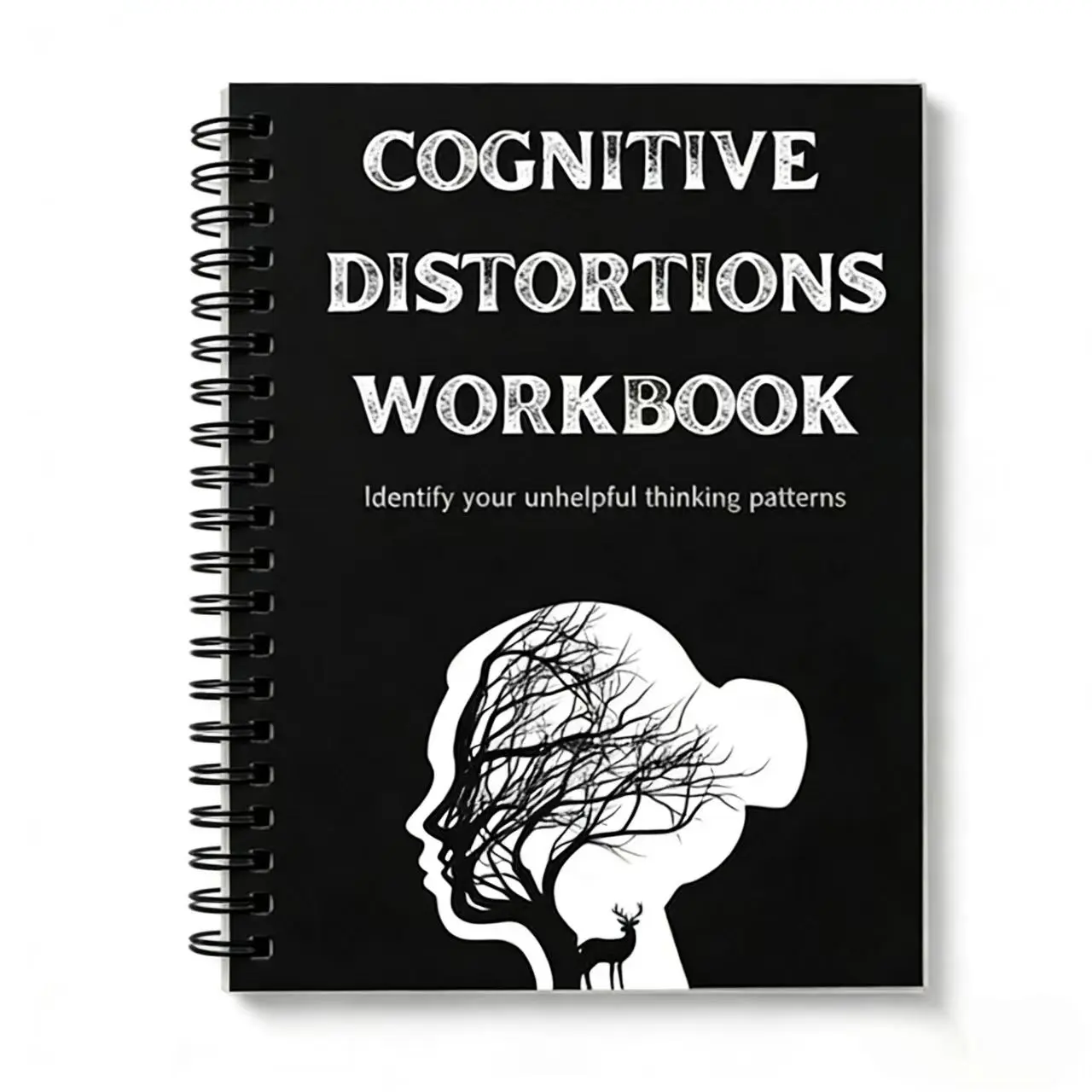 Cognitive Distortion Workbook, Cbt Therapy Guide, Cognitive Behavioral Therapy, Identify and Adjust Negative Thought Patterns, Identify your unhelpful thinking patterns, Thinking Patterns, Escape Mental Traps, Self-Improvement Tool, Spiral Coil Notebook