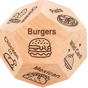 Date Night Food Dice Wooden Decision Dice with 12 Food Choices Valentines Day Gifts for Him or Her, Stocking Stuffers for Men Women Adults, Anniversary Birthday Gifts for Men Women