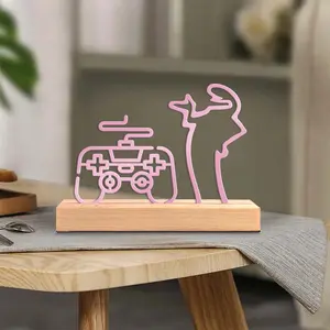 1pc Wooden Base game console La Linea Ornament Metal Art, Desktop Decoration Gift As Valentine New Year Gifts Christmas Gift Christmas Decoration Wedding Decor for Home Room Office Hotel Cafe Club, Table Decor,The Best Gift for Family,friend,lover