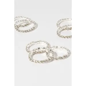 Thin Silver Elastic Midi Ring Set