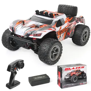 1:10 Large Scale 4WD RC Monster Truck, 540 High-Speed Motor, 2.4GHz Remote Control Off-Road Car, 100m Range, Rechargeable Battery, Red/Orange