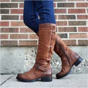 Classic Round Toe Low Heel Tall Boots