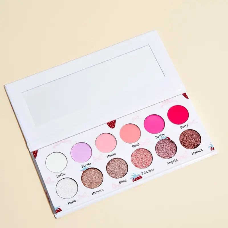 Fresita Strawberry Eyeshadow Palette - Opulent Babe, 12 Highly Pigmented Shades with Compact Glam Pack Glitter, Iridescent Duochrome, Shimmer, Pink Matte Shades, Blendable, Cruelty-Free Cosmetic Eye Makeup for Pink-Loving Users