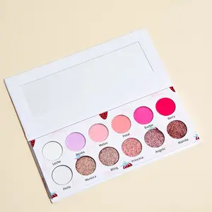 Opulent Babe FRESITA EYESHADOW PALETTE - STRAWBERRY THEMED PINKS, 12 Highly Pigmented Shades with Glam Pack Glitter Iridescent Duochrome, Cruelty-Free Makeup Palette for Pink-Loving Babes