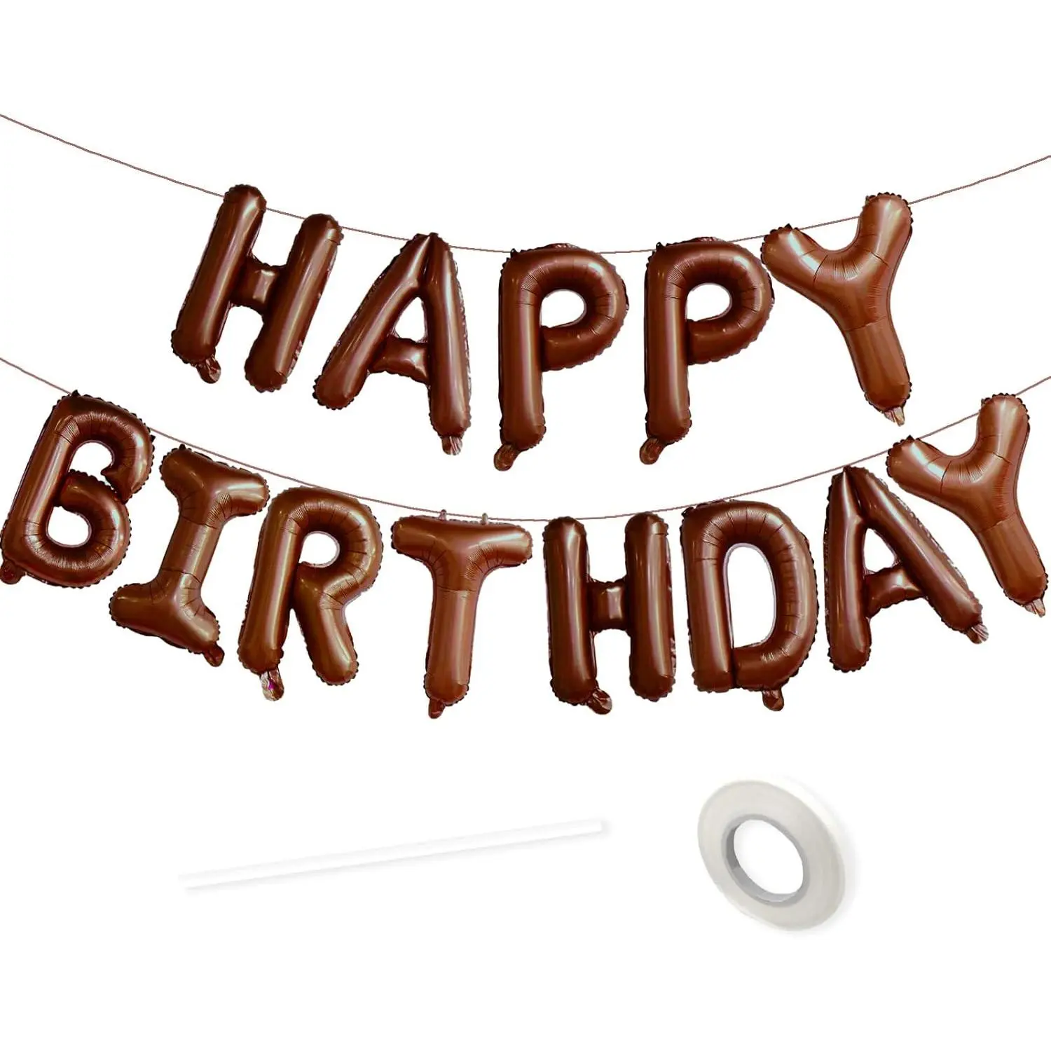 16 Inch Happy Birthday Balloon, Brown Happy Birthday Balloons Banner Aluminum Foil Letters Balloons for Birthday Party Decorations Supplies| Brown