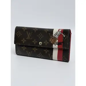 Pre-owned Louis Vuitton Canvas Long Wallet Monogram Groom Sarah Long Envelope Wallet Red JD410LV