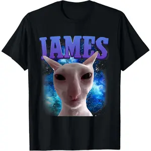 James The Cat Meme Funny Silly Cats Brainrot Meme Cat Lover T-Shirt