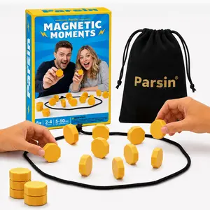 Magnetic Chess Game with 20 Strong Magnets, Strategy Board Game for Kids & Adults, 2-4 Player Family Party Travel Tabletop Game, Includes Rope Boundary & Storage Bag, Ages 8+