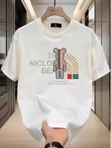 [Limited Edition Streetwear] Block Bear Print T-Shirt, Black, Loose Fit Short Sleeve, Unisex, A Must-Have for Trendsetters, Suitable for All Body Types, Versatile and Durable, Great for Daily Wear and Commuting