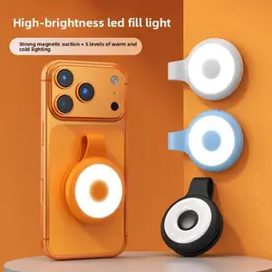 Mini Magnetic Clip-On Selfie LED Fill Light - Portable Adjustable Camera Accessory for Cellphones, with Warm-Cool Tone LED Lights for Outdoor & Indoor Recreation Photography