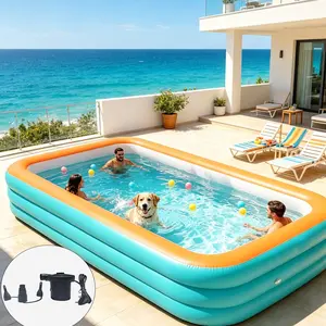 Inflatable Pool with Electric Pump, Quick Inflate, 2.1/2.6m Three-Layer Thickened Pool, Perfect for Summer Family Fun, Pet Bathing, Outdoor Water Parties
