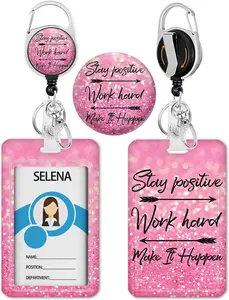 Badge Holder with Retractable Reel Id Card Badge Case with Clip Heavy Duty Card Name Tag Protector Cover for Work Office Nurse Teacher Women Student Gifts