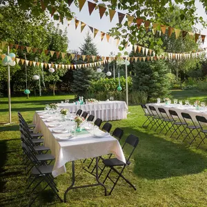 VINGLI 4/6/10 Pack White/black Plastic Folding Chair, Indoor Outdoor Portable Stackable Commercial Seat with Steel Frame 350lb. Capacity for Events Office Wedding Party Picnic Kitchen Dining