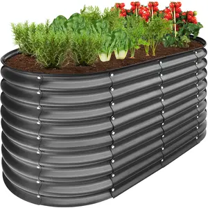 Best Choice Products 4x2x2ft Outdoor Raised Metal Oval Garden Bed, Planter Box for Vegetables, Flowers