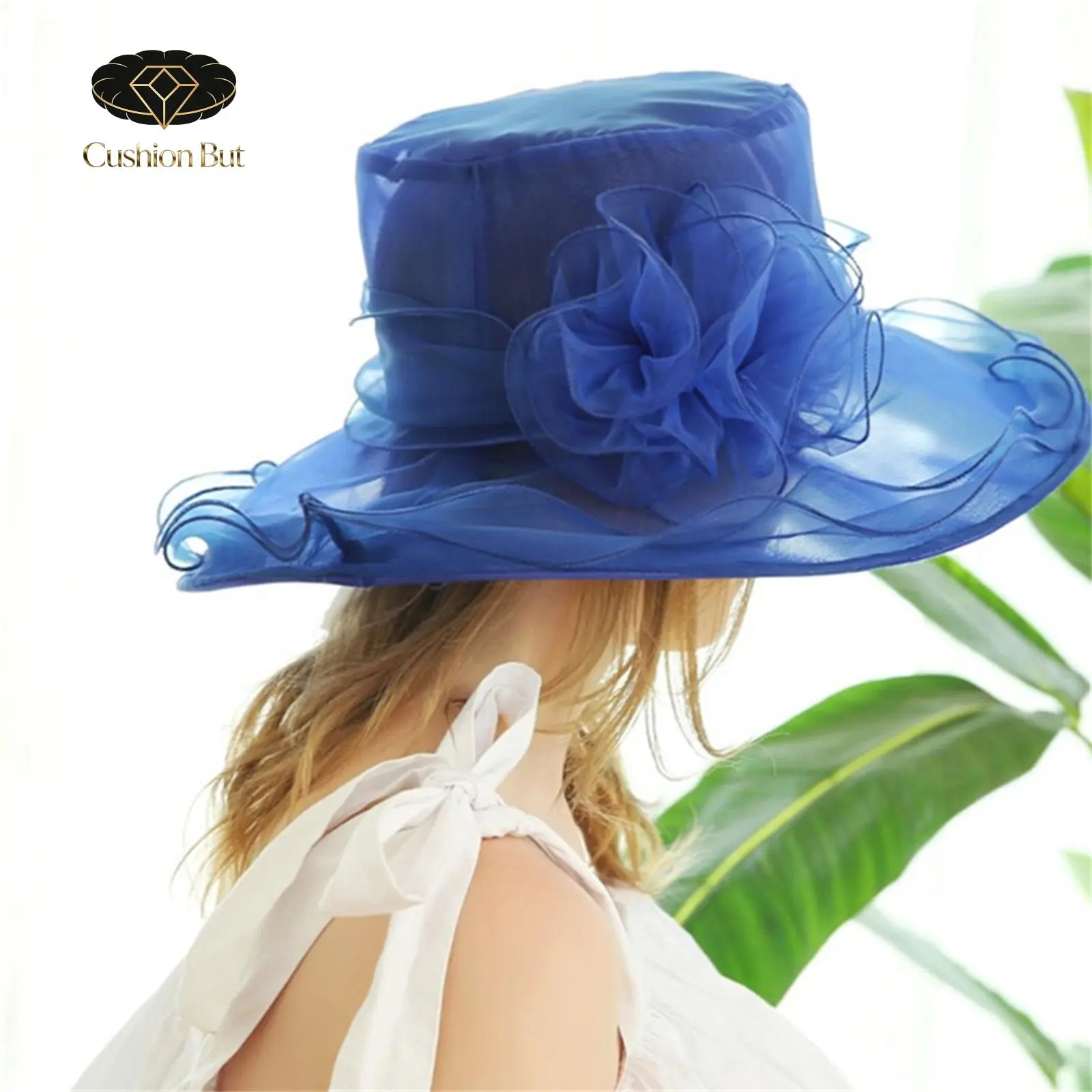 Kentucky Derby Tea Church Formal Wide Brim Blue Women\'s Hat new Women Elegant Sun Hat Wide Brim Kentucky Derby Mesh Sun Hat  main image 2