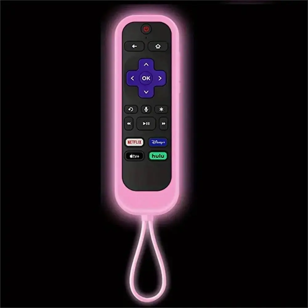 Remote Control Protective Case, Silicone Luminous Nightlight Visibility Case With Lanyard, Non-Slip, Shockproof, Roku Compatible Cover for Roku TV Remote/Roku Simple Remote (Without Headphone Jack)