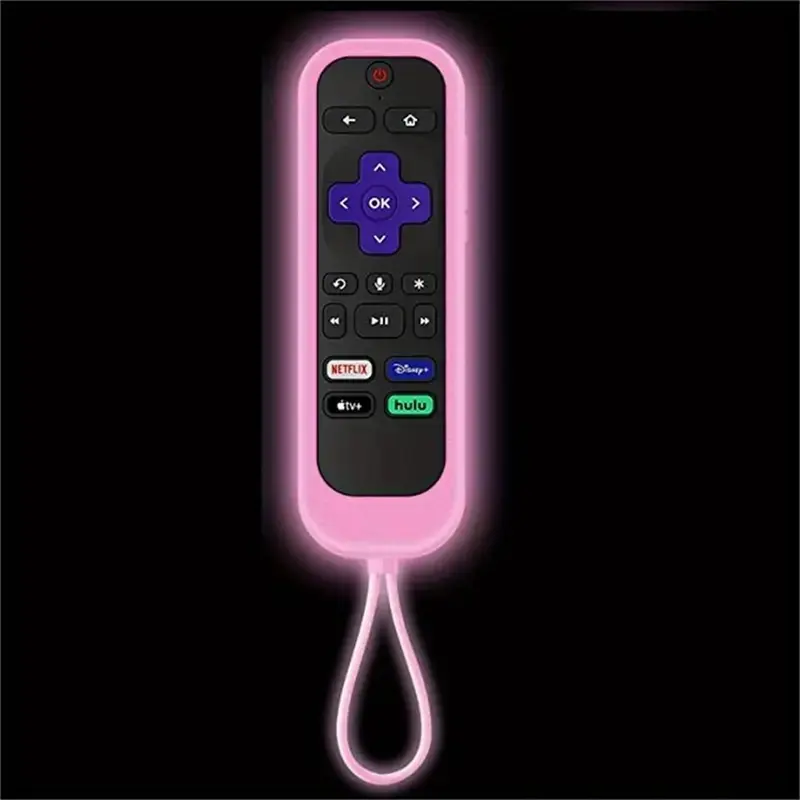 Remote Control Protective Case, Silicone Luminous Nightlight Visibility Case With Lanyard, Non-Slip, Shockproof, Roku Compatible Cover for Roku TV Remote/Roku Simple Remote (Without Headphone Jack)