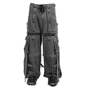 Tripp NYC Denim X Strap Pants [BLACK DENIM]