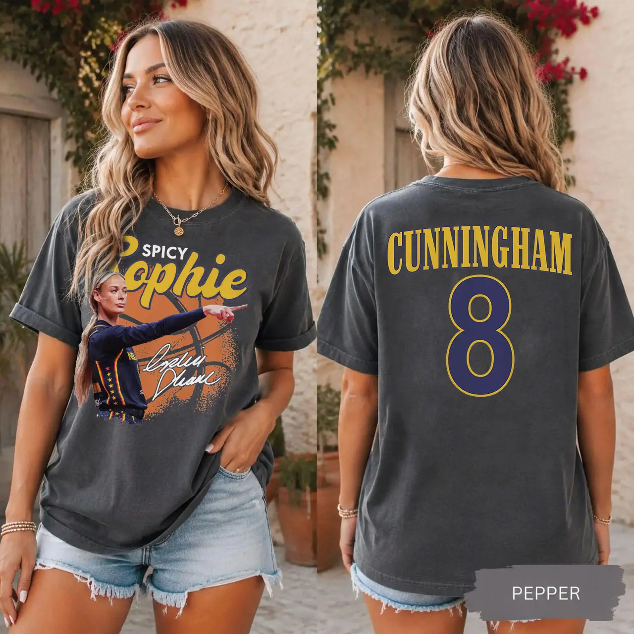 Spicy Sophie Cunningham Shirt, Double Sided Basketball Graphic Tee, Basketball Fan Gift