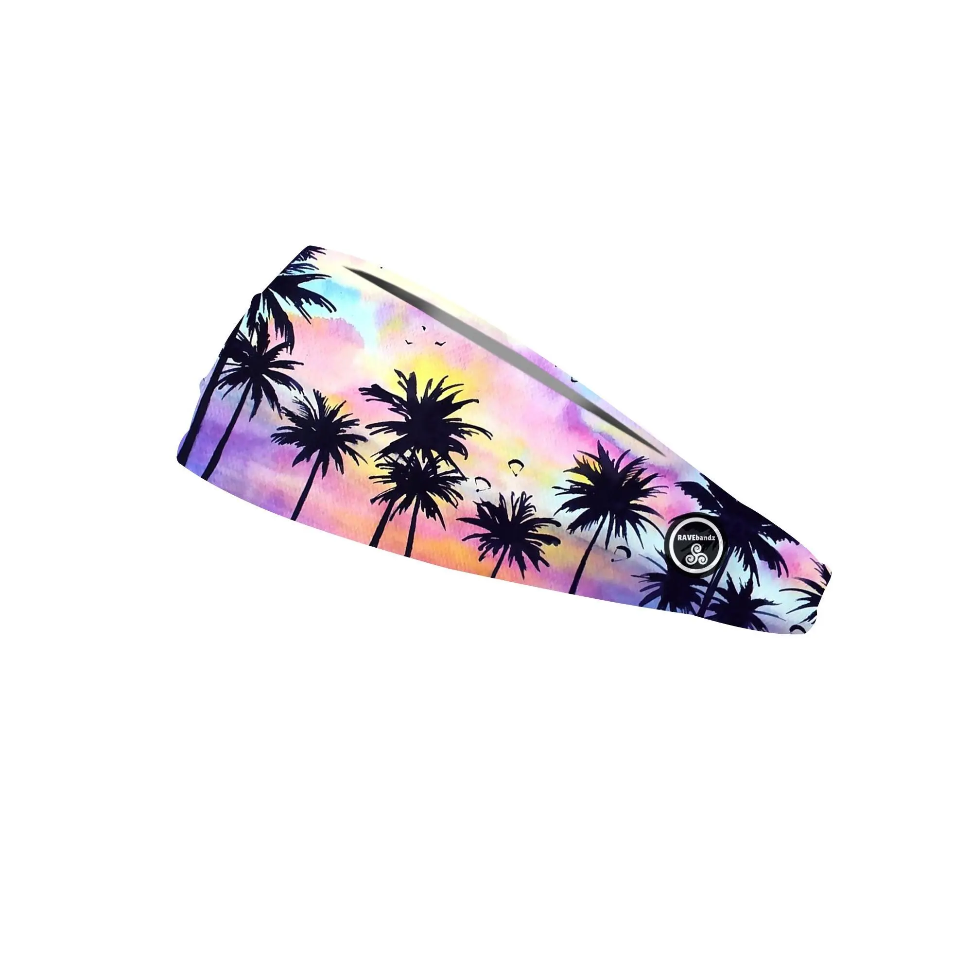 RAVEbandz The Pro - Wide Stretch Headband (Watercolor Palms Pink)