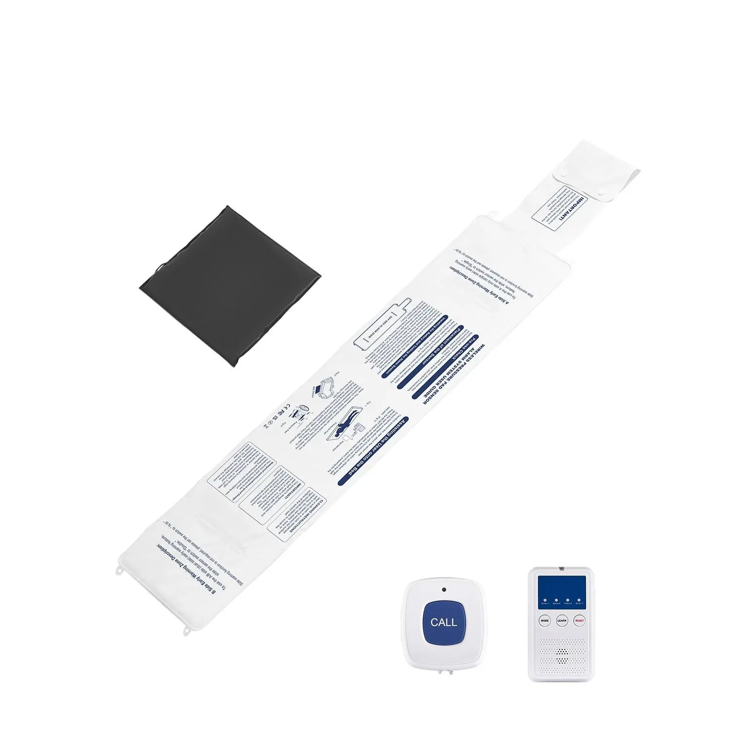 VEVOR Early Alert Bed Alarm System, Wireless Bed and Chair Sensor Pad with Call Button & Pager, Pre-Alert Safety Bed Alarms and Fall Prevention for Elderly, Dementia Patients, and Adults