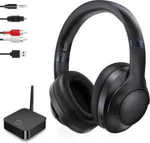 Headphones for TV, Over-Ear  5.3 TV Headset for Seniors, 196ft  Range Support Optical,AUX, RCA and USB Output,High Volume, Hi-Fi Audio&No Delay,Up to 30 Hours Playtime