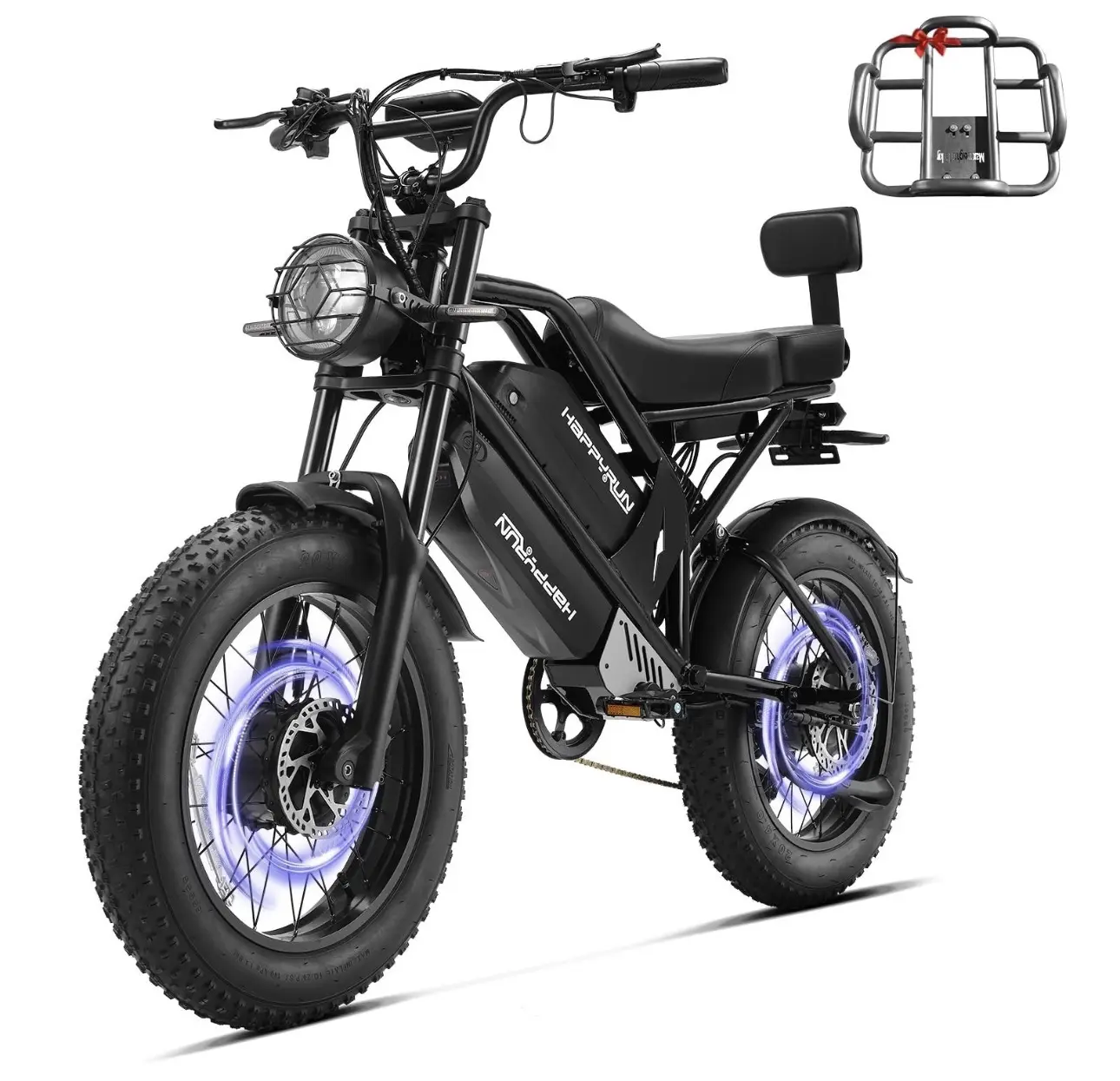 Happyrun 2 Seater Electric Bike 5000W Peak Dual Motor 18Ah+15Ah Ebike 36MPH
