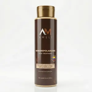 AM AMELI Nanorepolarizing Hair Treatment, 16.9 fl oz Natural Organic Keratina Formula with Coenzyme Q10, Botanical Extracts & Hydrolyzed Proteins for Deep Hair Repair, Deep Repair