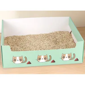 Disposable Portable Foldable Paper Cat Litter Box for Travel Weekly No Scoop Lazy Self Cleaning Litter Box for Indoor Cats Easy Clean Hassle Free