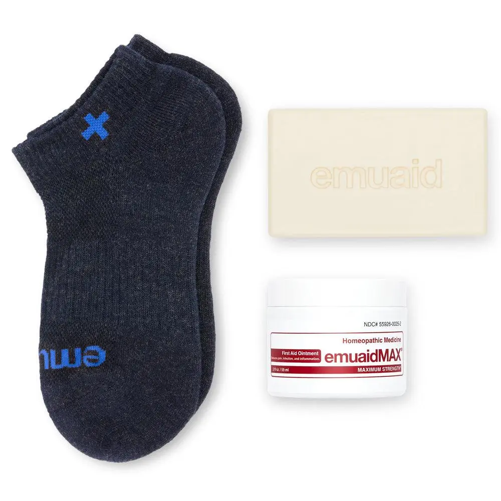 EMUAID Nail Fungus Kit with Maximum Strength Ointment Ionic Silver Socks & Therapeutic Moisture Bar for Fungal Infection Treatment