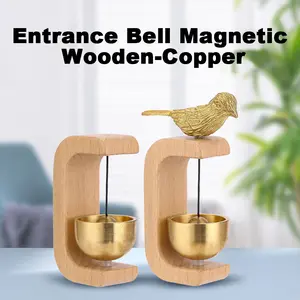 2PCS Suction Door Type Solid Wood Wind Chime, Shopkeepers Bell for Opening,Modern Japanese-style wooden doorbell - No power required, suction cup installation, a decorative entryway bell for new homes.