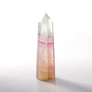 Rainbow Pink Candy Fluorite natural Crystal Point Tower