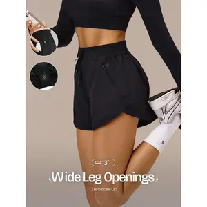 GLOWMODE 3" VitalSwift Sleek Strides Lightweight Quick-Dry Stretchy Odor Control Side-Split Hem Zipper Pocket Shorts Training Tennis Running Workout Gym Wear