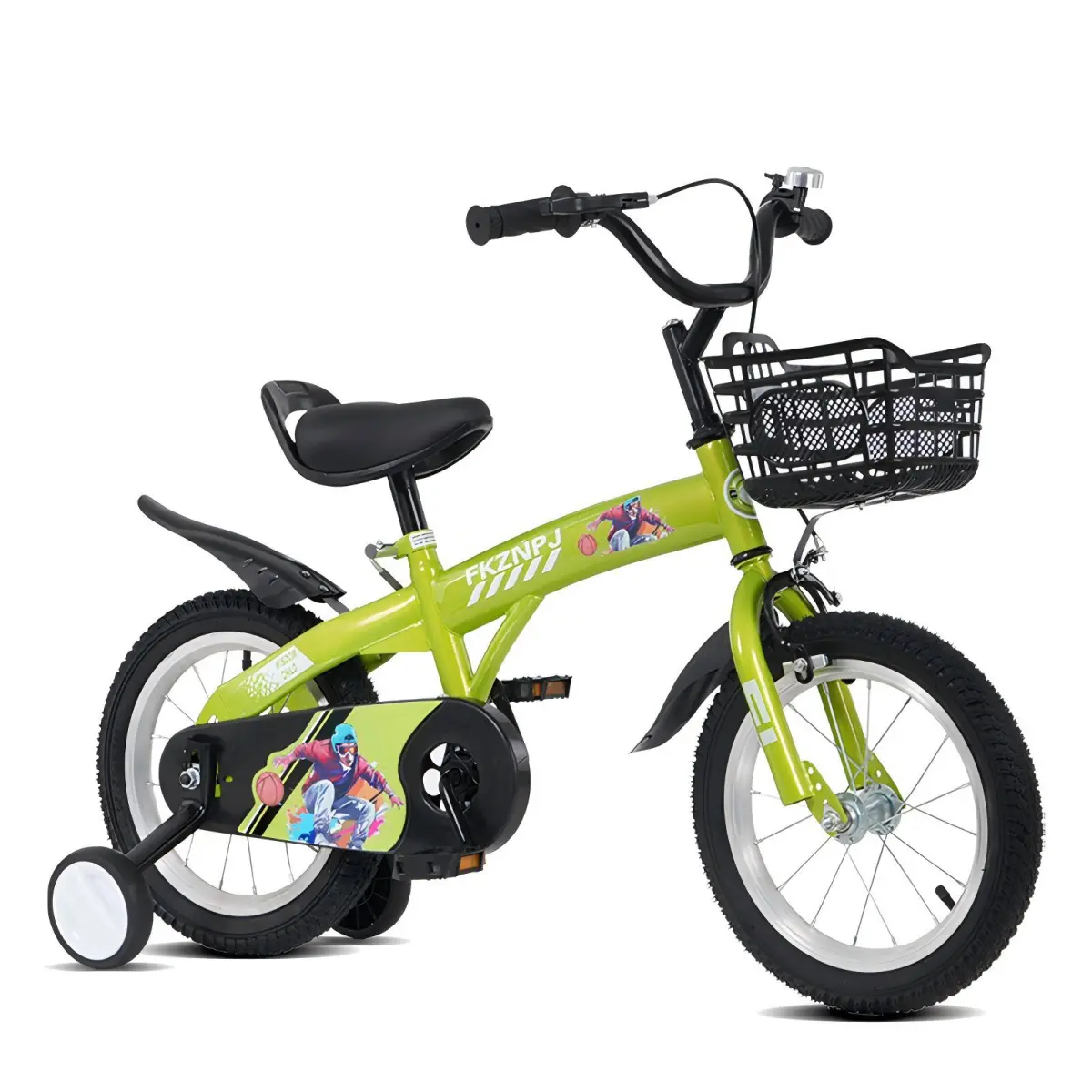 FKZNPJ Kids' Pedal-Powered Bicycle - 16-in 3-Wheel Tricycle with Training Wheels, Integrated Stand, Adjustable Saddle, Rechargeable Bluetooth for 4-8 Year-Olds (41-53 in Tall) Plastic Bikes for Children, Multiple Colors, Kids' Bikes & Accessories