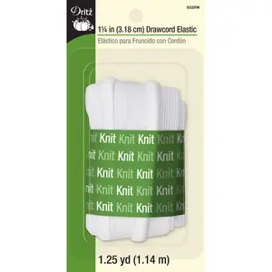 1-1/4" Drawcord Elastic, White, 1-1/4 yd