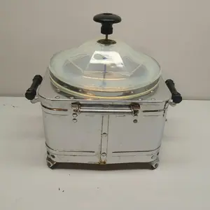 Antique Bersted Model 302 Popcorn Popper Glass Top Metal Body Wood Handle & Cord