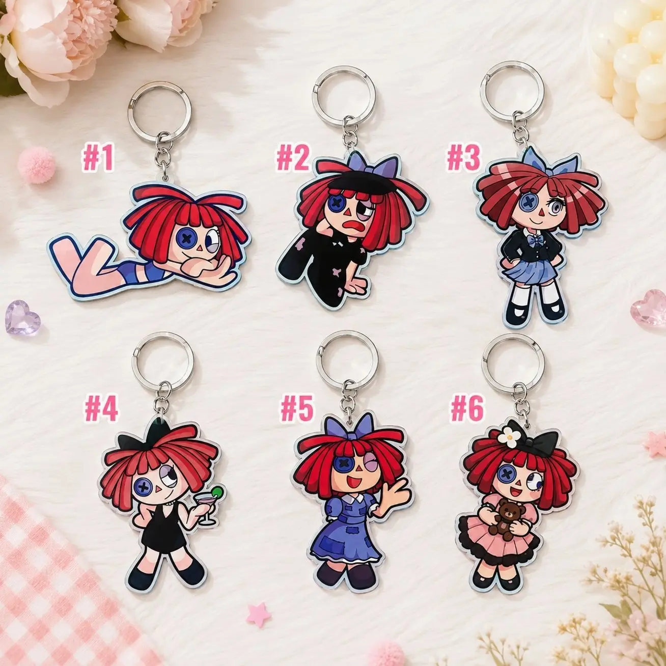 Bluudud Pr3tty Princess John Doe Chance Keychain, Cute Character Key Ring, Kawaii Bag Charm, Collectible Backpack Accessory