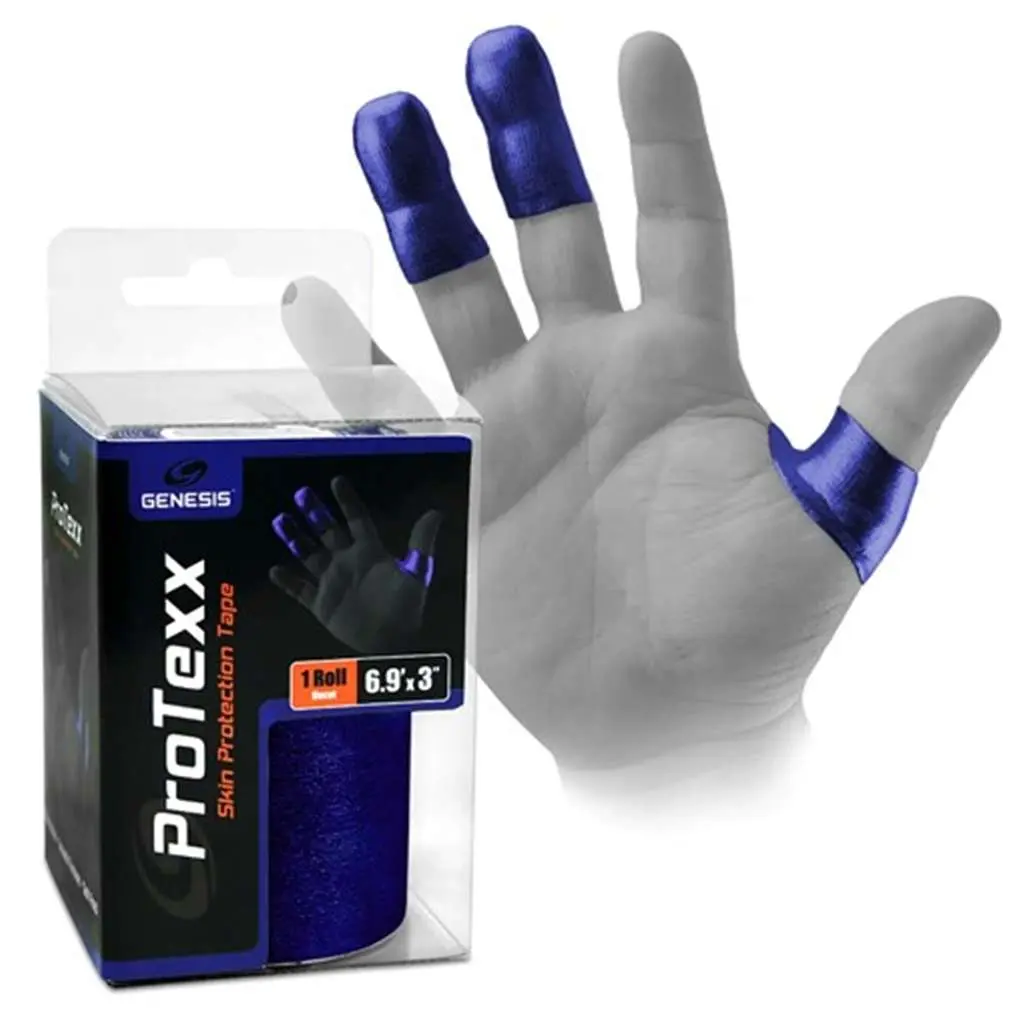 Genesis Protexx Skin Protection Tape - Smooth Uncut Navy Roll, Thin Dual Stretch Material, Sweat-Resistant, Strong Adhesion, Blister Prevention, Provides Clean Release, Soft Feel, Use on Abrasion Prone Areas, Use With or Without Finger Inserts